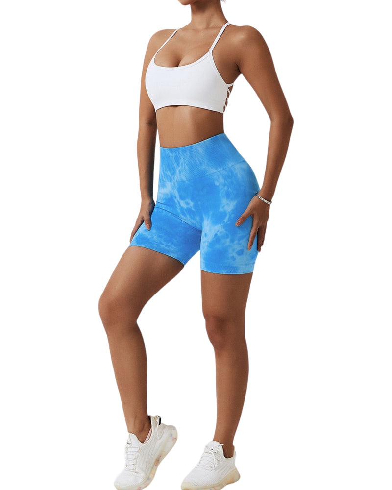 Daisy Tie Dye Shorts (Baby Blue)