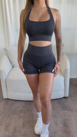Acid Wash Ribbed Shorts (Vintage Black)