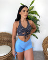 Side Tie Workout Shorts (Baby Blue)
