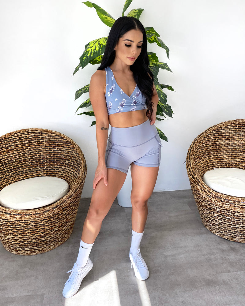 Sadie Floral Sports Top (Baby Blue)
