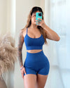 Seamless Zebra Sports Bra (Blue)