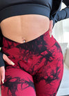 Crossover Marble Lifting Leggings (Ruby Red)