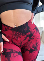 Crossover Marble Lifting Leggings (Ruby Red)