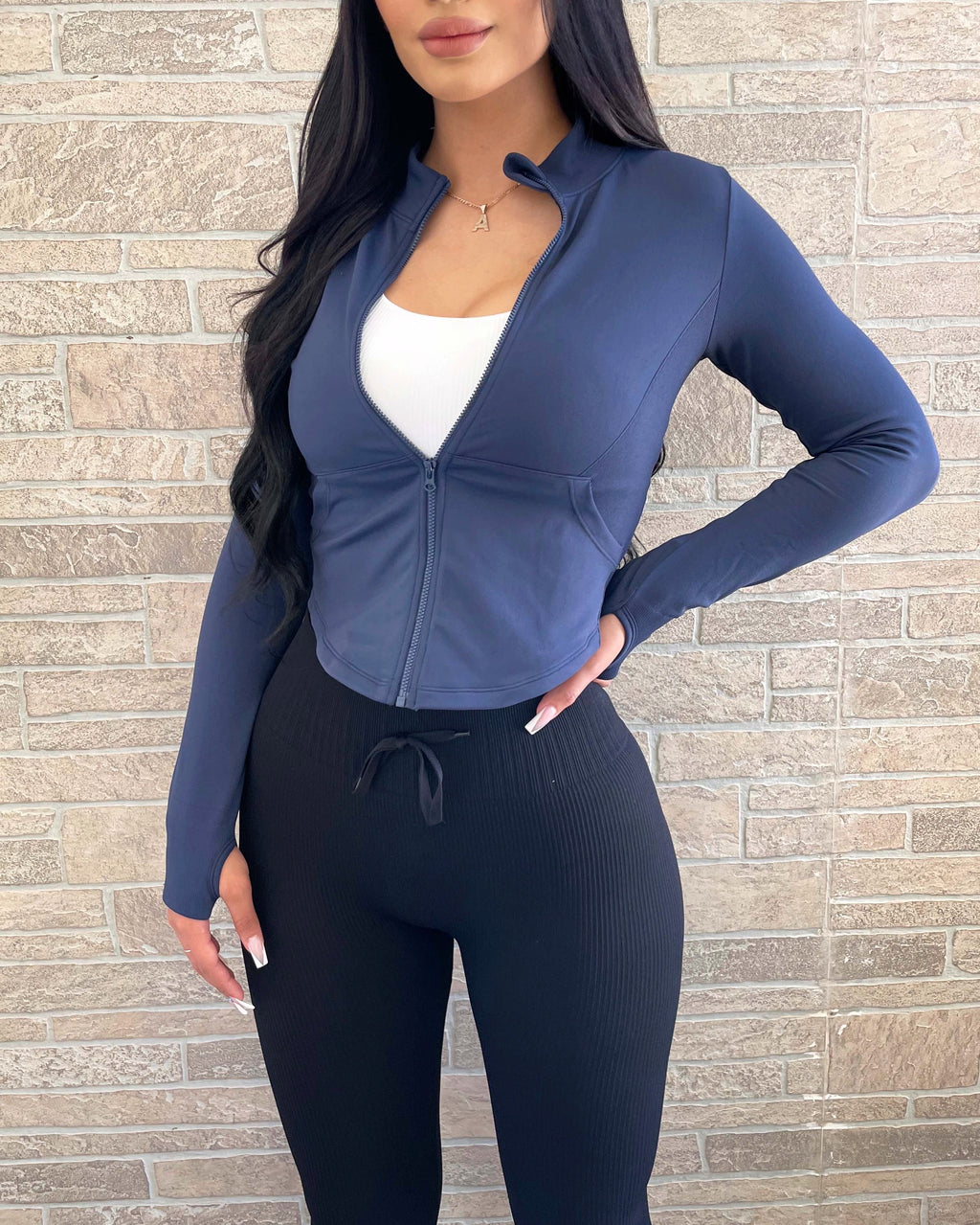 Slim Fit Active Jacket (Navy Blue)