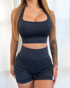 Acid Wash Ribbed Shorts (Vintage Black)