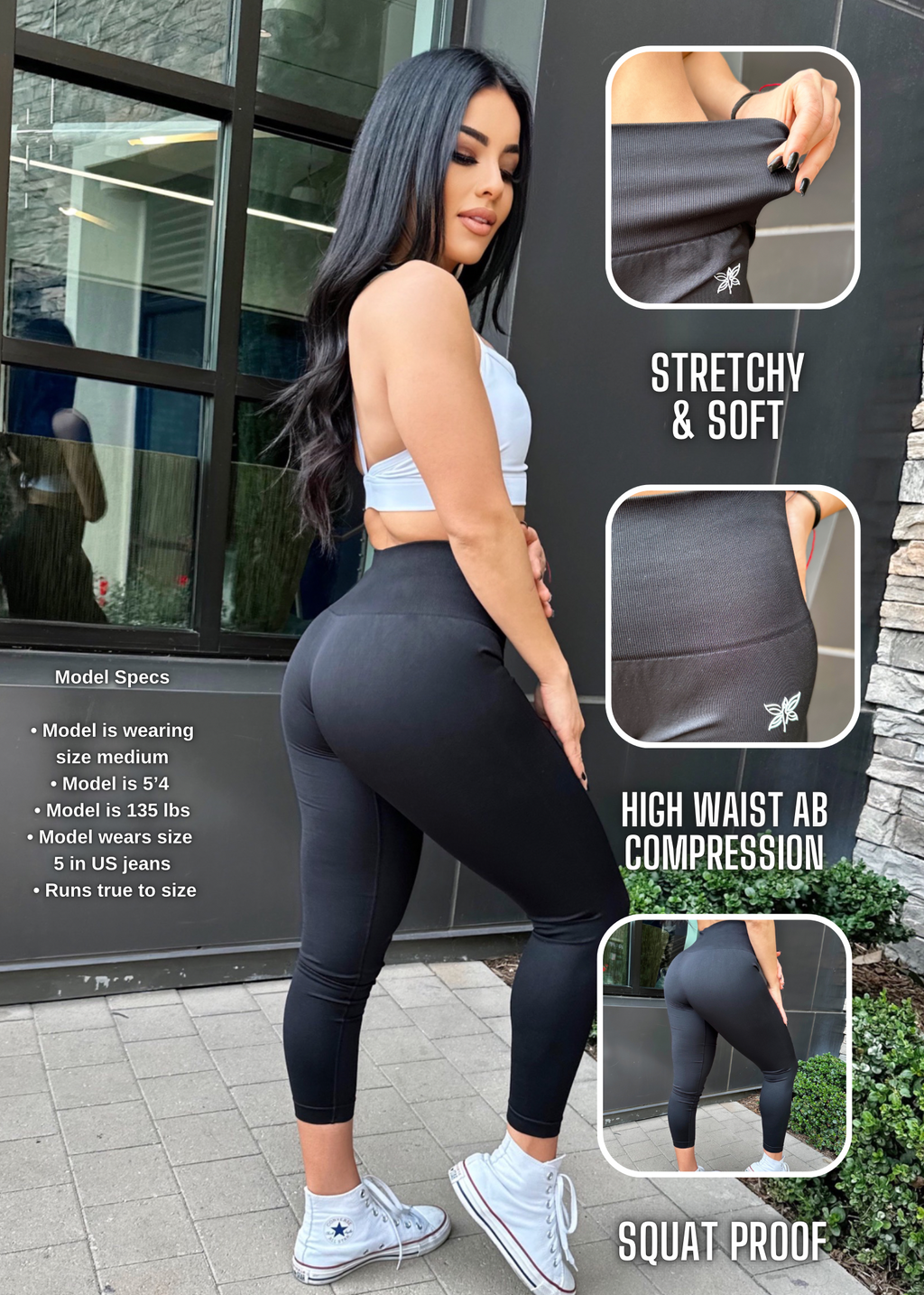 Essential Seamless Soft Leggings (Black)