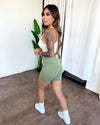 Alisa Seamless Shorts (Light Sage)