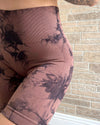 Soft Tie Dye Active Shorts (Mocha)