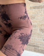 Soft Tie Dye Active Shorts (Mocha)