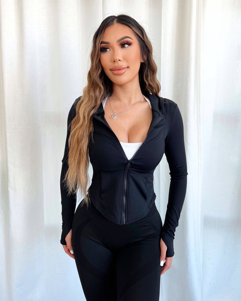 Slim Fit Hoodie Jacket (Black)