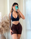 Snake Print Drawstring Shorts (Chocolate)