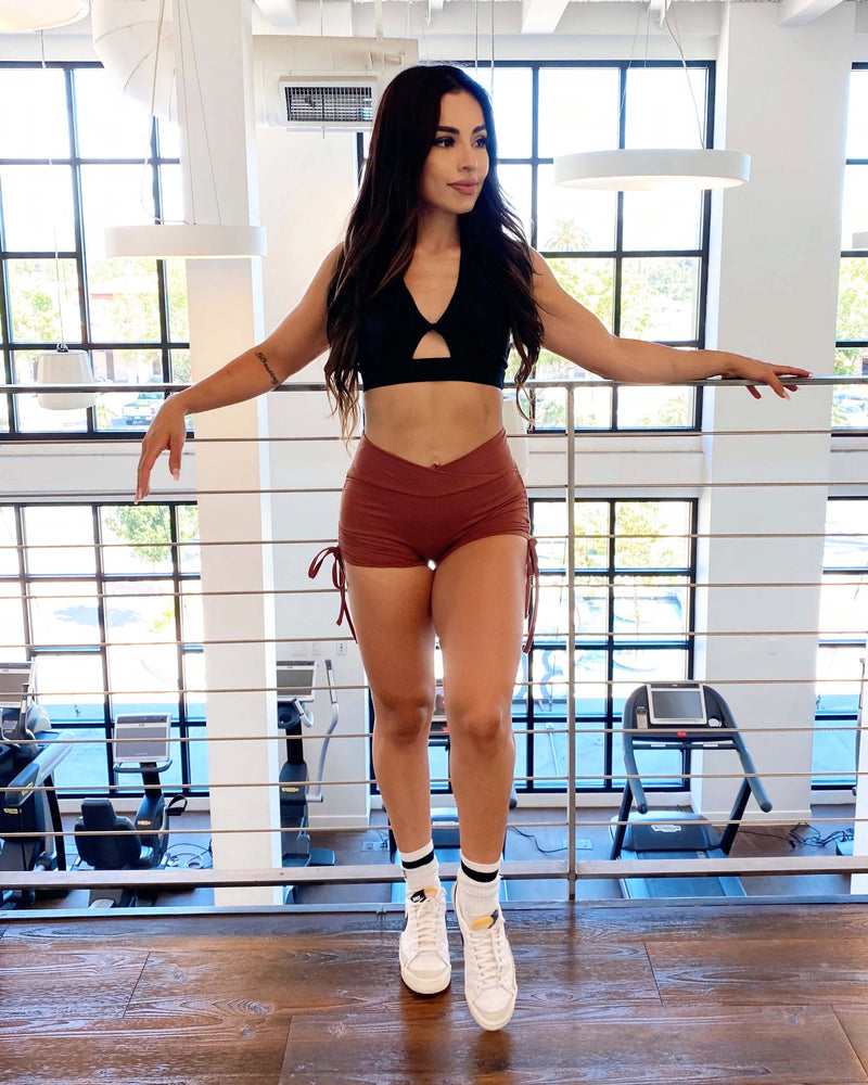 Side Tie Scrunch Shorts (Rust)