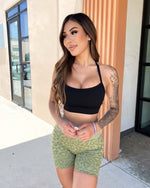 Seamless Leopard Shorts (Sage)