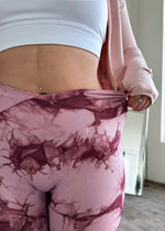Crossover Marble Lifting Leggings (Rosy Pink)