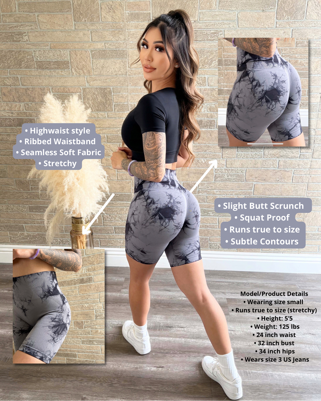 Soft Tie Dye Active Shorts (Gray)