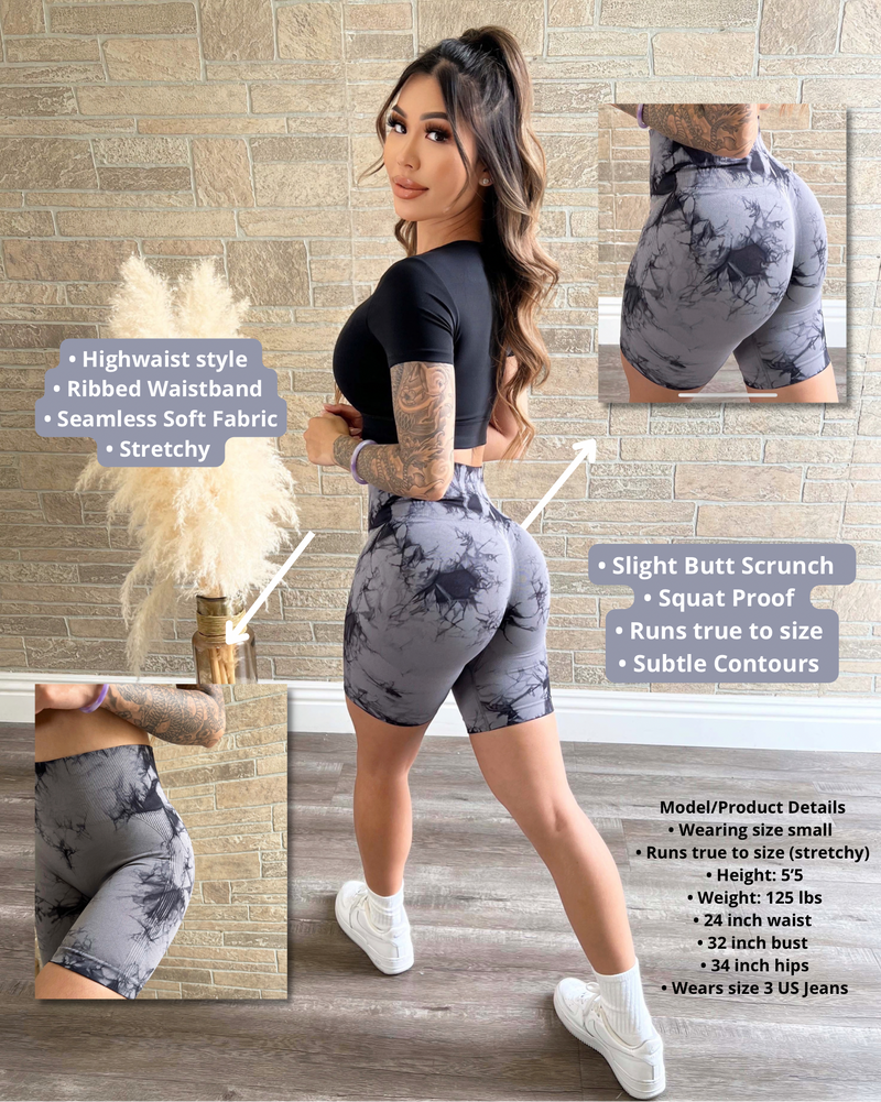 Soft Tie Dye Active Shorts (Gray)