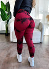 Crossover Marble Lifting Leggings (Ruby Red)
