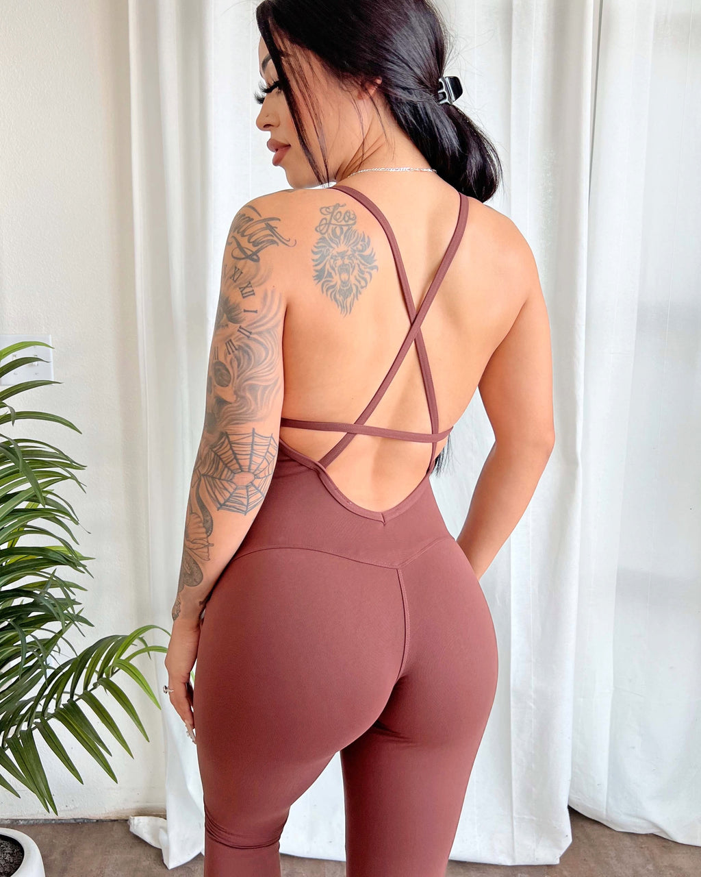 Rosalia Long Jumpsuit (Amber Brown)