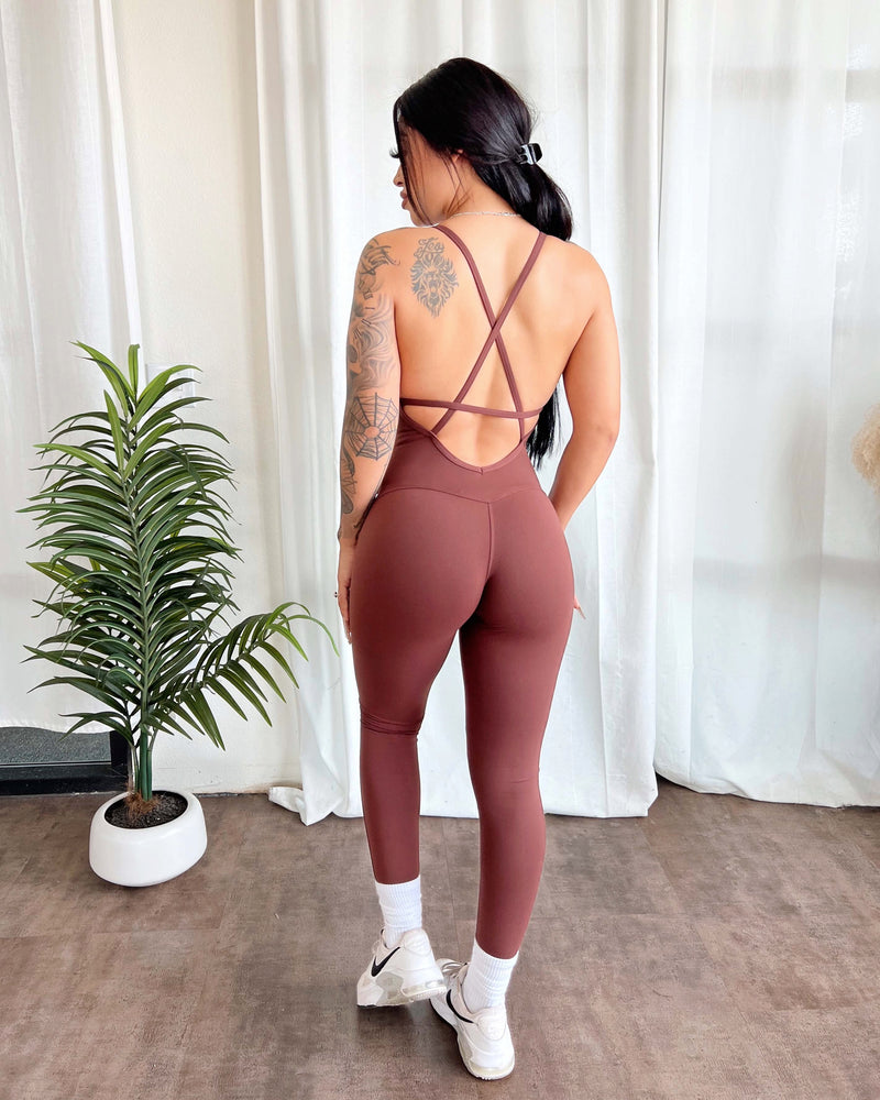 Rosalia Long Jumpsuit (Amber Brown)
