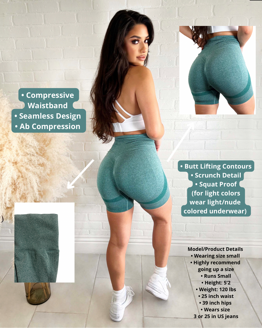 Contour Scrunch Seamless Shorts (Vintage Teal)