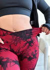 Crossover Marble Lifting Leggings (Ruby Red)
