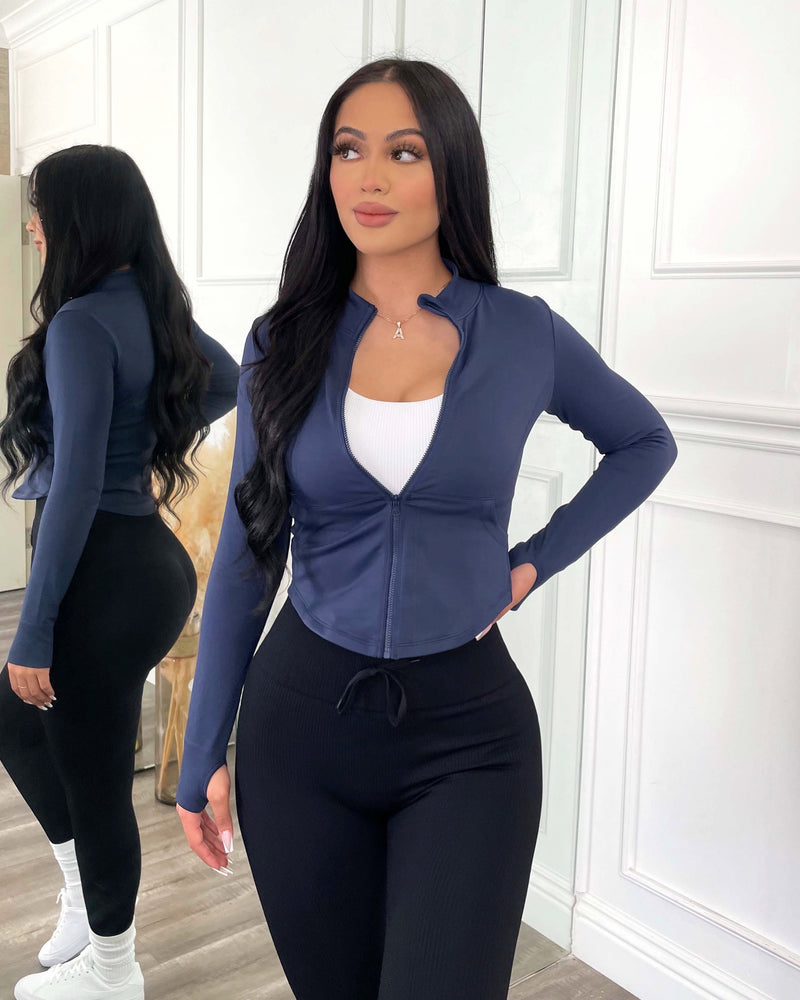 Slim Fit Active Jacket (Navy Blue)