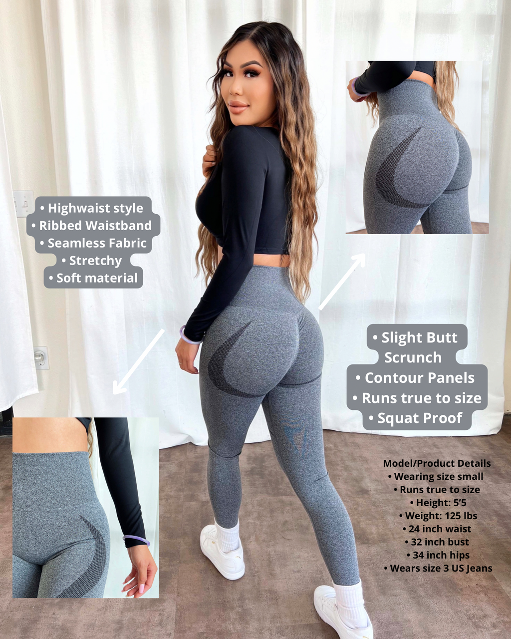 Bella Contour Leggings (Charcoal)
