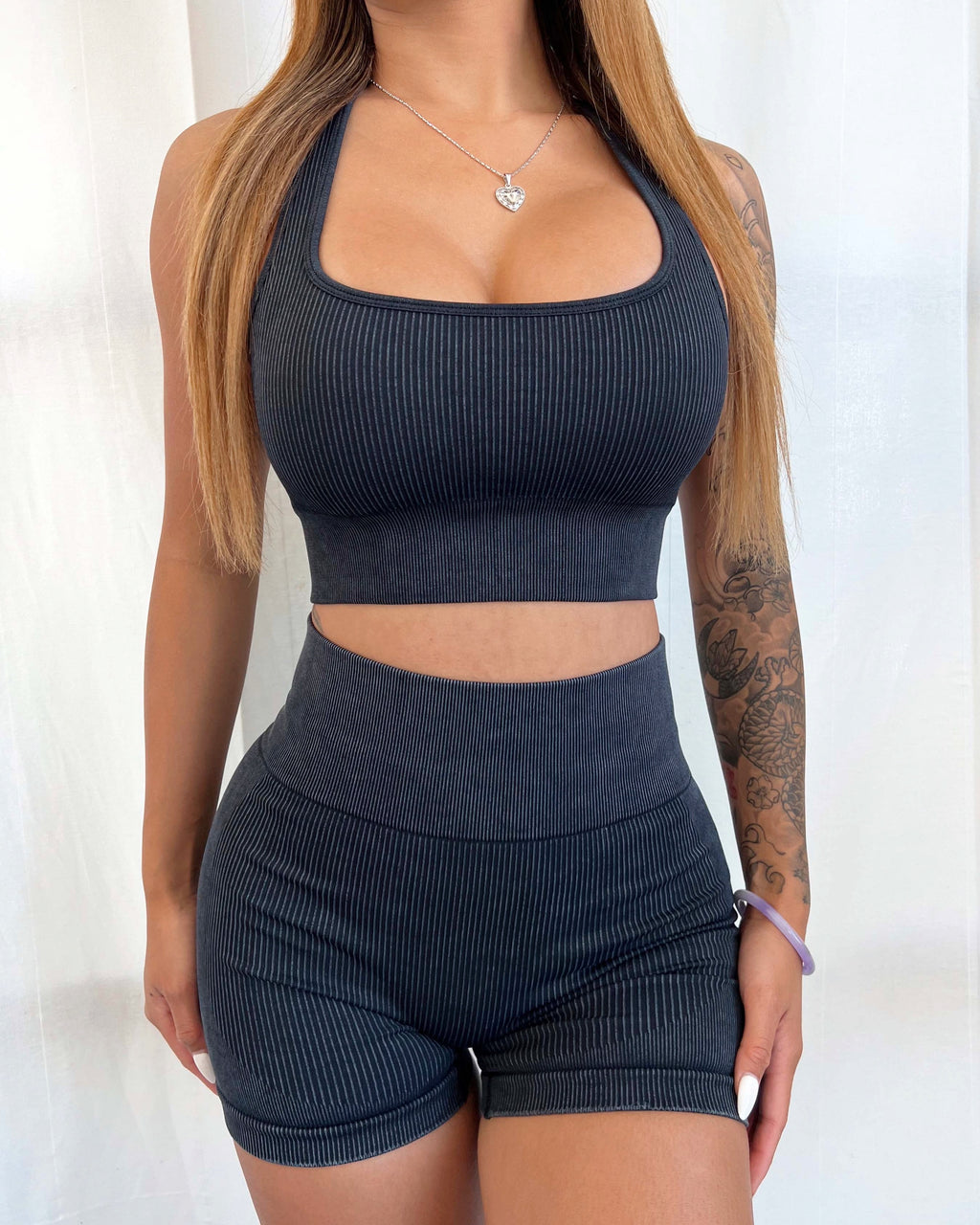 Acid Wash Sports Bra (Vintage Black)