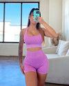 Acid Wash Ribbed Shorts (Rosy Pink)