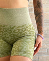 Seamless Leopard Shorts (Sage)