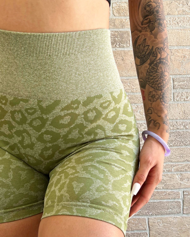 Seamless Leopard Shorts (Sage)