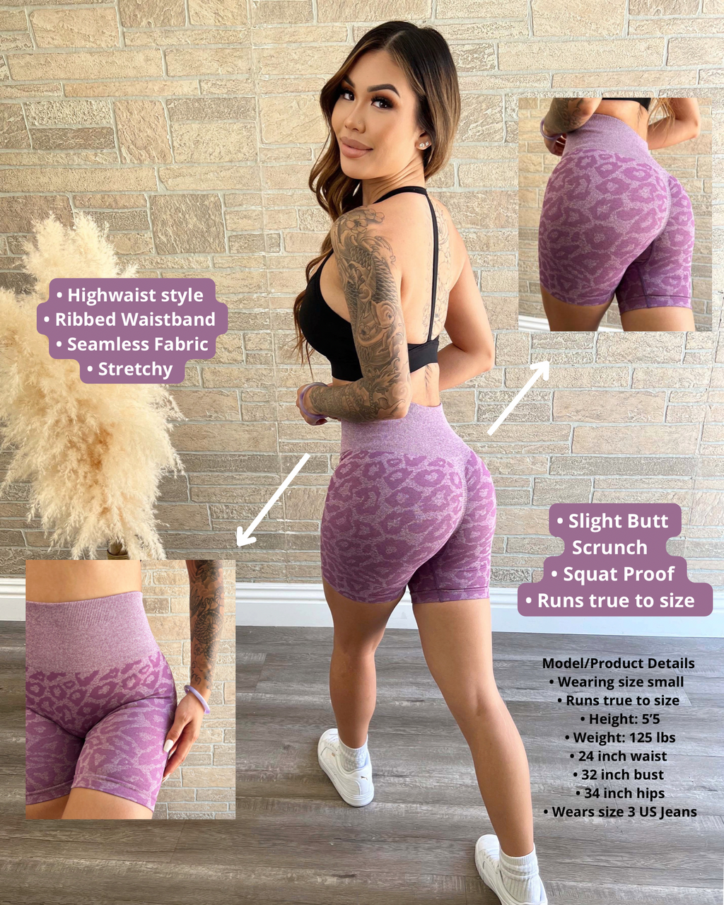 Seamless Leopard Shorts (Lilac)