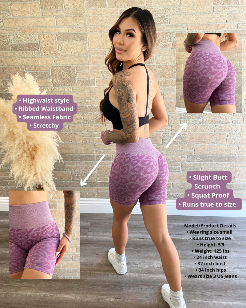Seamless Leopard Shorts (Lilac)