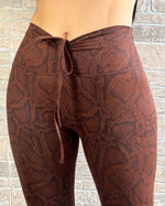 Snake Print Drawstring Leggings (Chocolate)