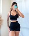 Seamless Zebra Sports Bra (Black)