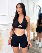 Side Tie Scrunch Shorts (Black)