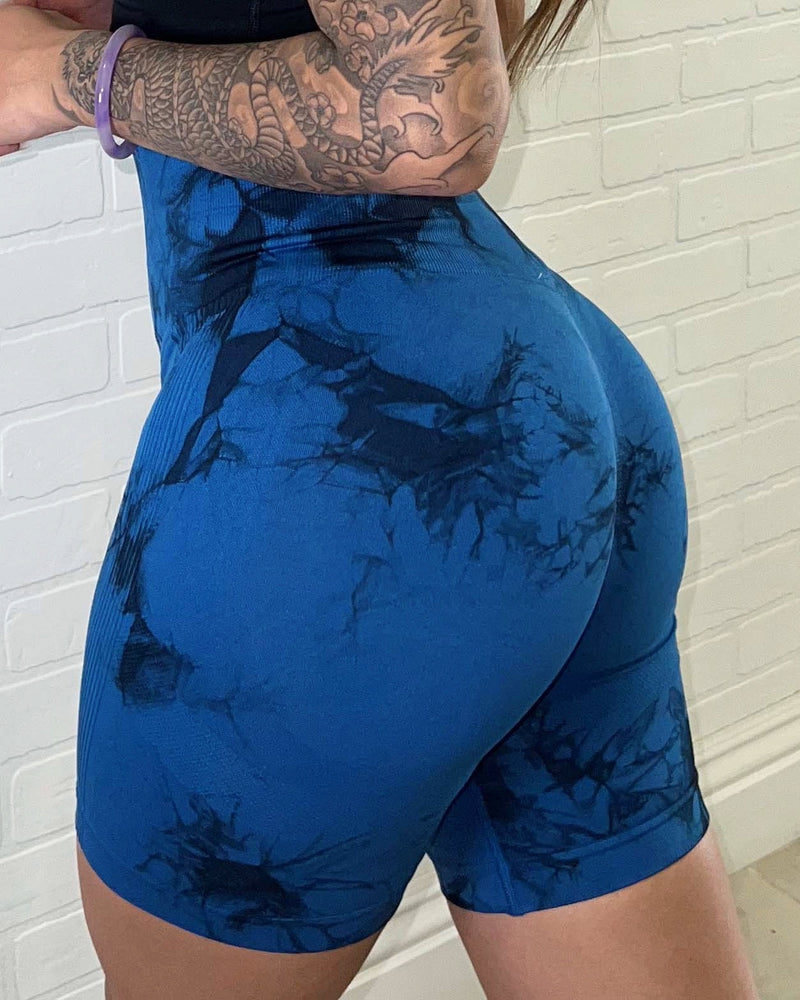Soft Tie Dye Active Shorts (Blue)