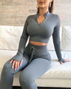 Ribbed Active Drawstring Leggings (Gray)
