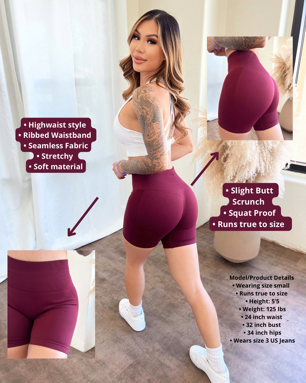 Nova Seamless Shorts (Maroon)