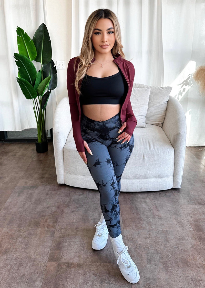Crossover Marble Lifting Leggings (Charcoal)