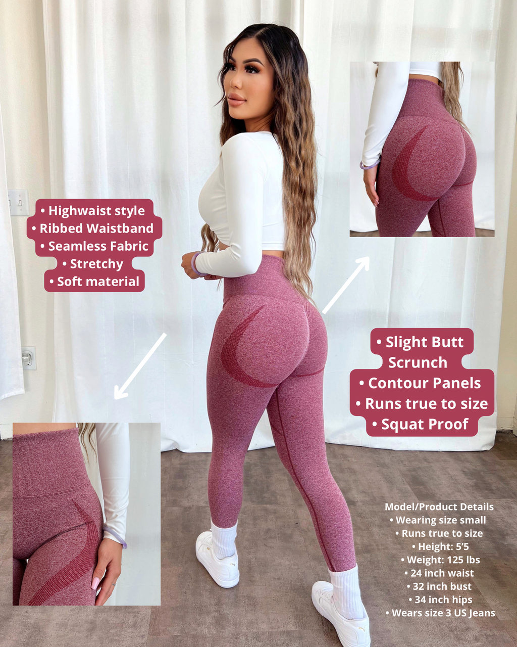 Bella Contour Leggings (Maroon)
