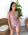 Sadie Floral Sports Top (Light Mauve)