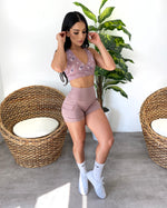 Sadie Cargo Shorts (Light Mauve)