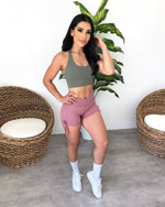Side Tie Workout Shorts (Pink)