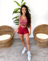 Side Tie Workout Shorts (Red)