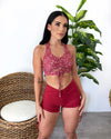 Side Tie Workout Shorts (Red)