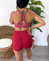 Side Tie Workout Shorts (Red)