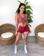 Side Tie Workout Shorts (Red)
