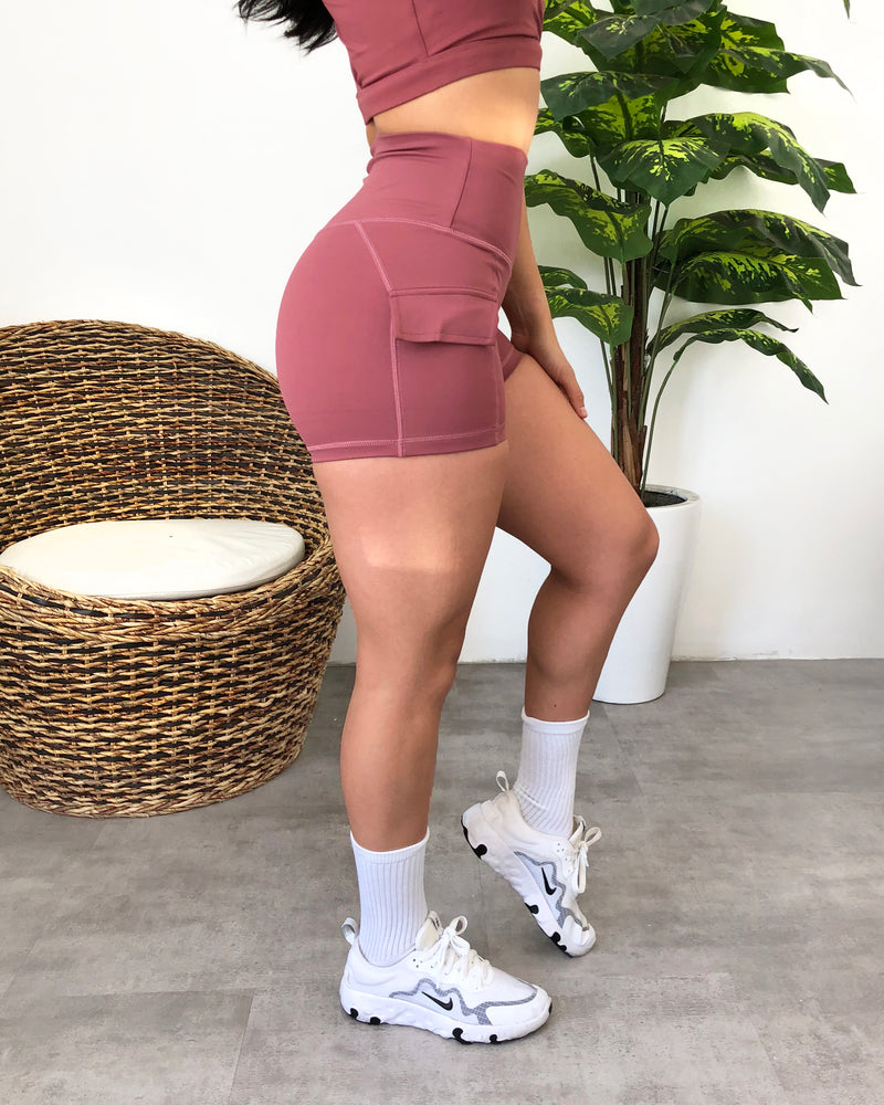 Sadie Cargo Shorts (Rosy Mauve)