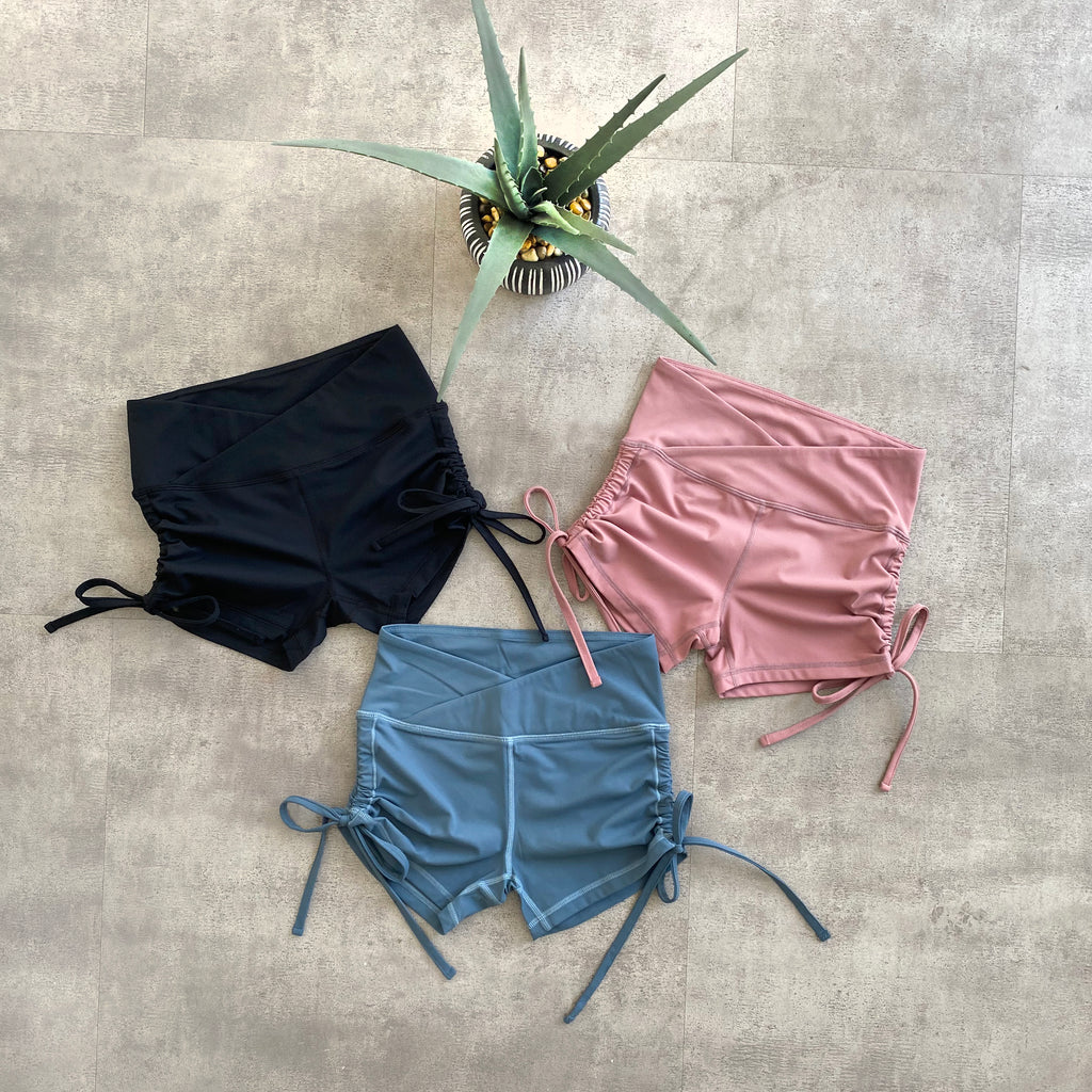 Side Tie Workout Shorts (Pink)